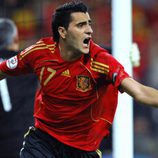 Daniel Güiza celebra su gol en el Grecia - España de la Eurocopa