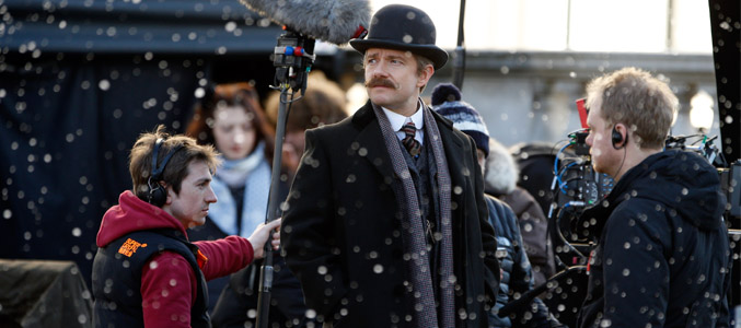 Martin Freeman rodando el especial de Navidad 2015 de 'Sherlock'