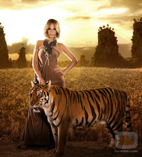 Edurne posa junto a un tigre en el videoclip de "Amanecer"