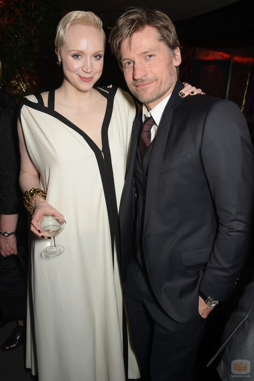 Gwendoline Christie y Nikolaj Coster-Waldau en el after party de la premiere de la quinta temporada de 'Juego de tornos'