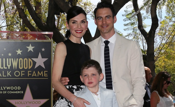Julianna Margulies con su marido e hijo en el Paseo de la Fama