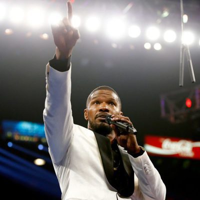 Jamie Foxx durante el combate entre Mayweather y Pacquiao