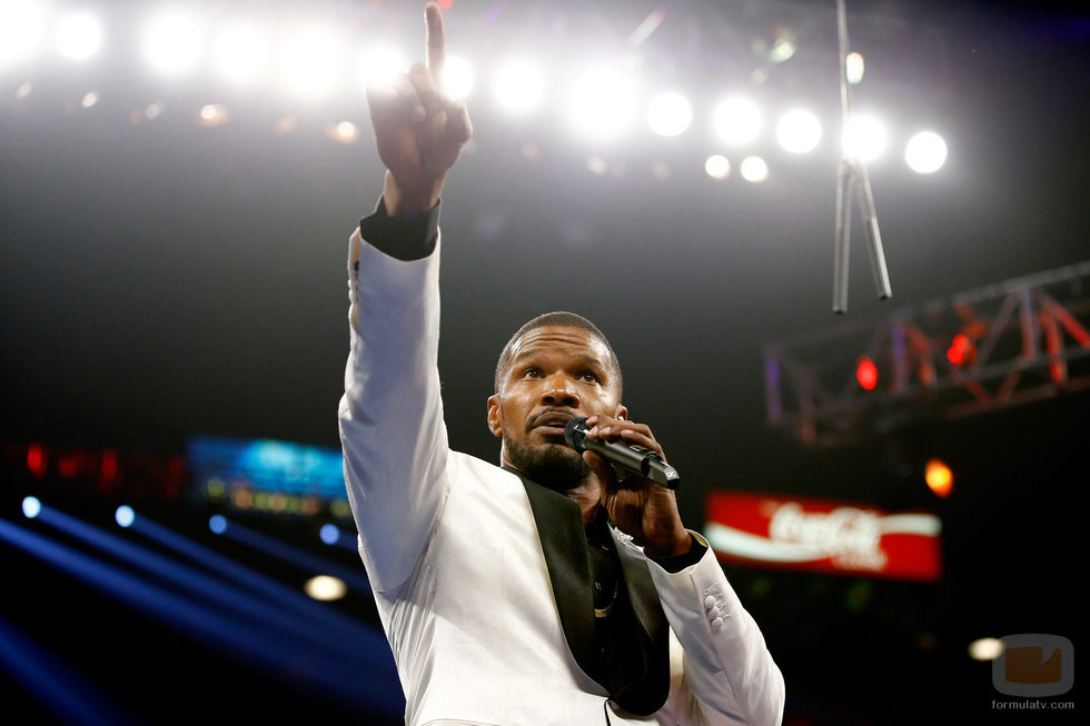 Jamie Foxx durante el combate entre Mayweather y Pacquiao