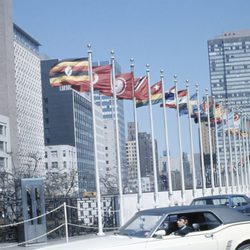 Jesús Hermida en la sede de Naciones Unidas en Nueva York en los 70