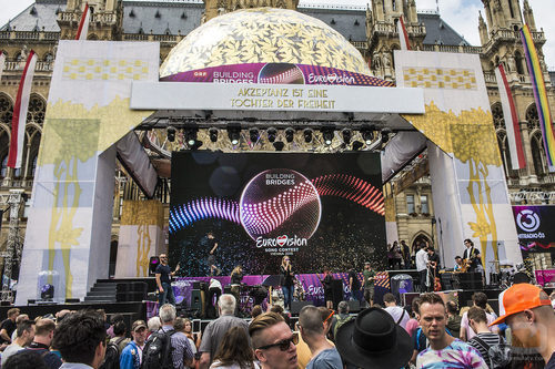 Edurne ensaya el concierto del Eurovision Village en Viena