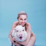 Miley Cyrus se desnuda con su cerda en la revista Paper
