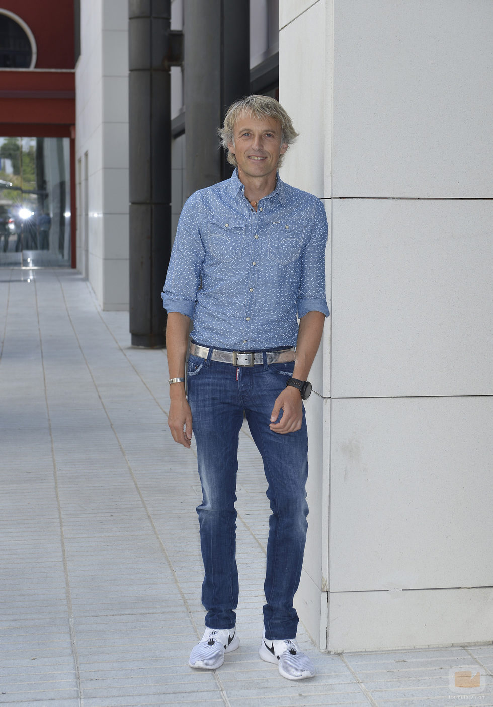 El presentador Jesús Calleja en la presentación de 'Volando voy'