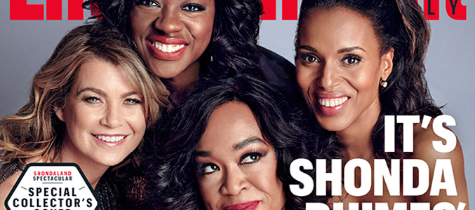 Shonda Rhimes junto a Ellen Pompeo, Kerry Washington y Viola Davis, portada de revista