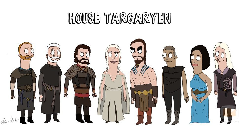 la casa Targaryen, de 'Juego de tronos', al estilo 'Bob's Burgers'