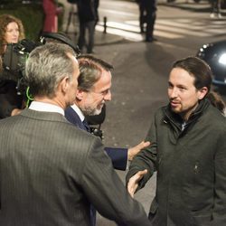 Pablo Iglesias llegando a los estudios de Atresmedia para asistir a '7d: el debate decisivo'