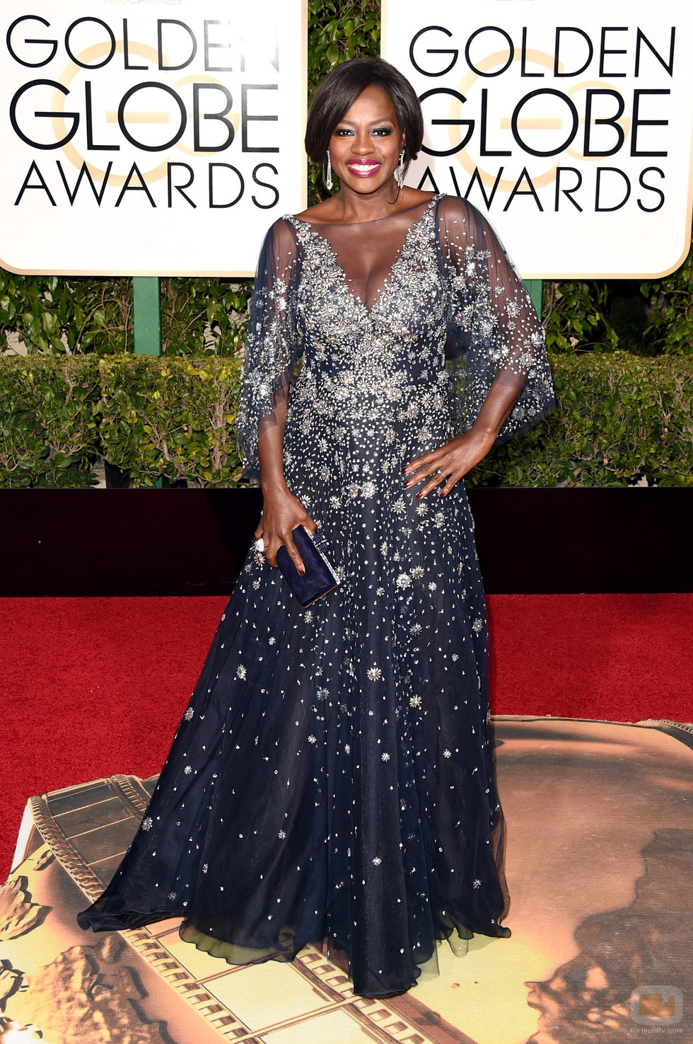 Viola Davis en la alfombra roja de los Globos de Oro 2016