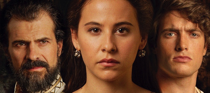 Irene Escolar, Rodolfo Sancho y Raúl Mérida en el cartel de 'La corona partida'