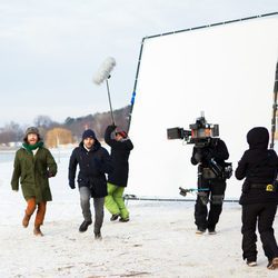 Salva Clemente (Burque) y Álex Ruiz (Velázquez) corriendo en la nieve