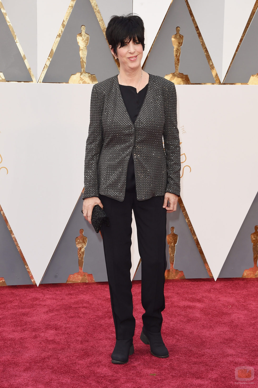 Diane Warren en la alfombra roja de los Premios Oscar 2016