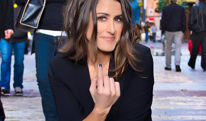 Barei en la grabación de la postal oficial de la candidatura española para Eurovisión 2016