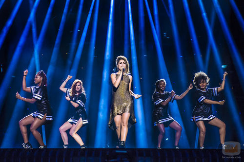 Barei y las coristas al comienzo del segundo ensayo de Eurovisión 2016