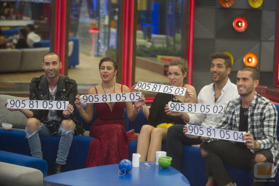 Los concursantes de 'Gran Hermano 17'  sujentando los números de finalistas