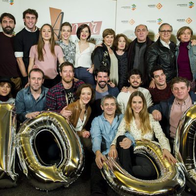 El reparto de 'Amar es para siempre' en el acto de celebración de los 1000 capítulos de la serie