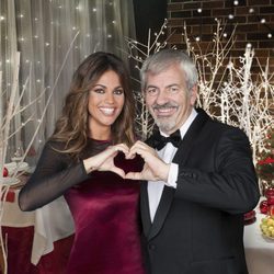 Lara Álvarez y Carlos Sobera durante la presentación de Navidad de Mediaset
