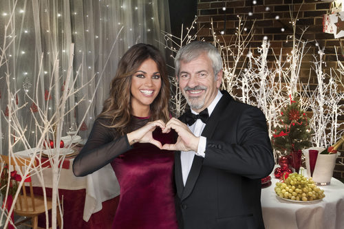 Lara Álvarez y Carlos Sobera durante la presentación de Navidad de Mediaset