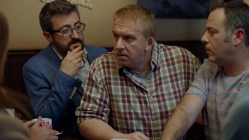 Gorka Aguinagalde, Óscar Terol e Iker Galartza en la tercera temporada de 'Allí abajo'