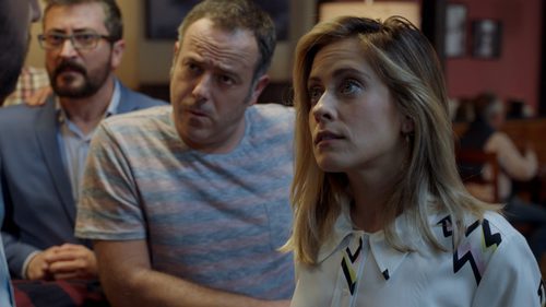 María León, Gorka Aguinagalde e Iker Galartza en la tercera temporada de 'Allí abajo'