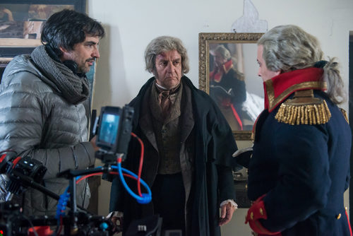 Pedro Casablanc y Luis Callejo en el rodaje de la tercera temporada de 'El Ministerio del Tiempo'