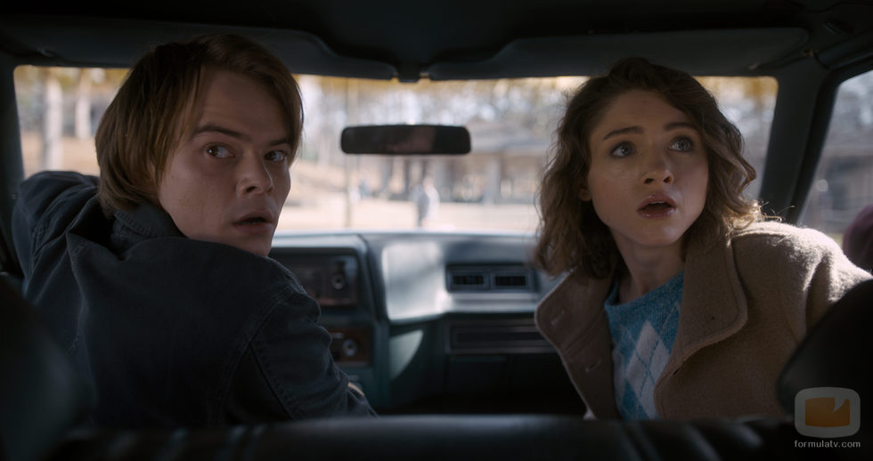 Jonathan Byers y Nancy Wheeler, en la segunda temporada de 'Stranger Things'