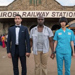 Miguel Ángel Silvestre, Aml Ameen y Doona Bae en la segunda temporada de 'Sense8'