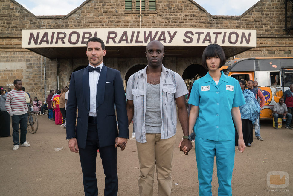 Miguel Ángel Silvestre, Aml Ameen y Doona Bae en la segunda temporada de 'Sense8'