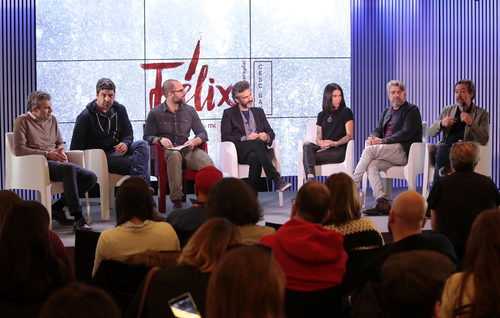 Cesc Gay y parte del reparto de 'Félix' en la rueda de prensa de la serie de suspense