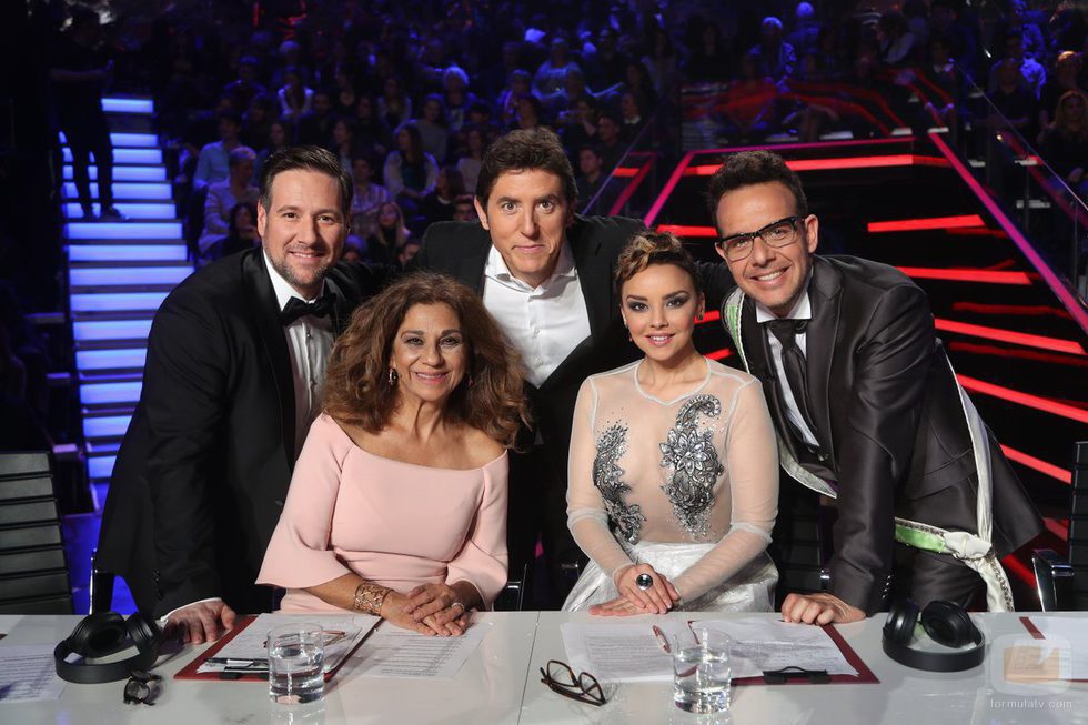 El jurado y el presentador de la gala final de 'Tu cara me suena 5'