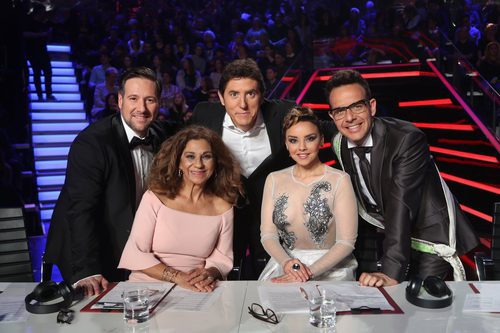 El jurado y el presentador de la gala final de 'Tu cara me suena 5'