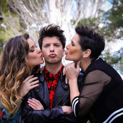 Lorena Gómez, Rosa López y Blas Cantó posan en la rueda de prensa de la final de 'Tu cara me suena'