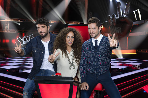Rosario Flores, David Bisbal y Antonio Orozco hacen el símbolo de la victoria en 'La Voz Kids 3'