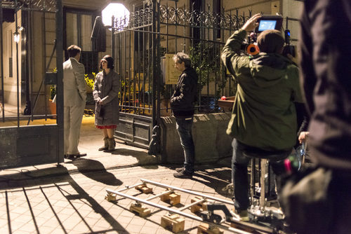 Nadia de Santigo en las grabaciones de 'Las chicas del cable'