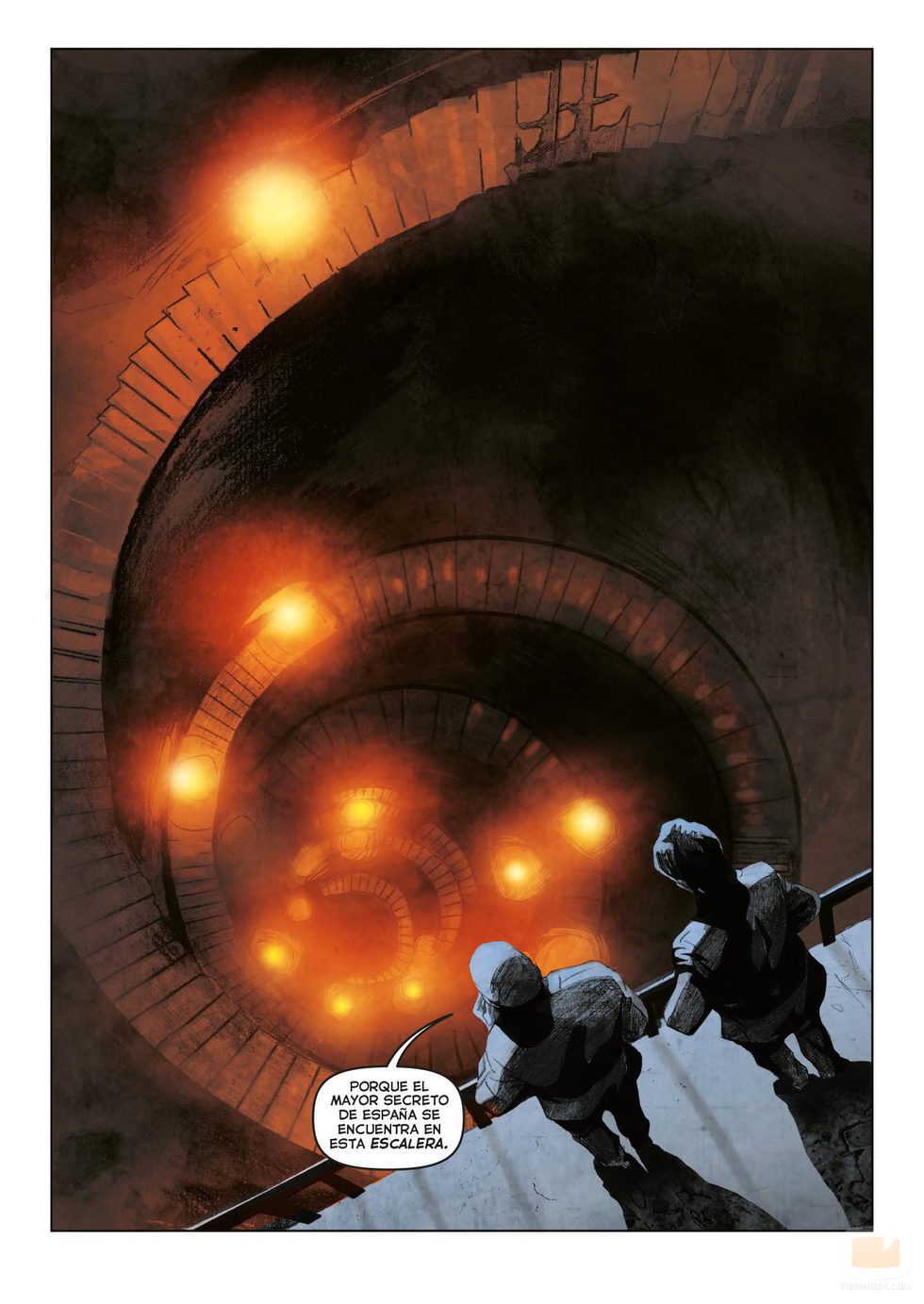 La escalera de 'El Ministerio del Tiempo', en una de las páginas del cómic basado en la serie
