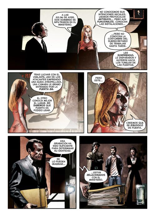 Una de las páginas del cómic de 'El Ministerio del Tiempo' analiza el asesinato de Salvador Martí