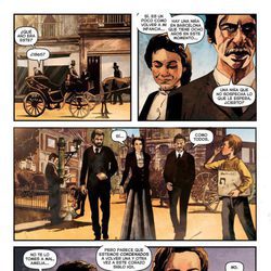 Amelia, Julián y Alonso viajan al año 1865 en una de las páginas del cómic de 'El Ministerio del Tiempo'