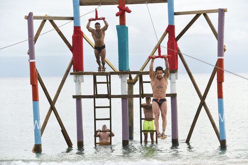 Eliad Cohen, Alejandro Caracuel, Ivan González y José Luis en la primera prueba de 'Supervivientes 2017'