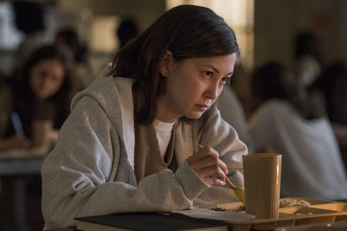 Kimiko Glenn, con expresión maquiavélica en uno de los nuevos capítulos de 'Orange is te New Black'