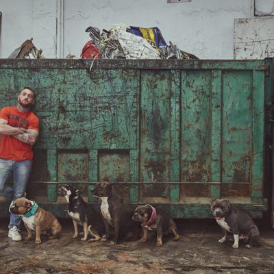 El presentador de 'A cara de perro' junto a varios cachorros