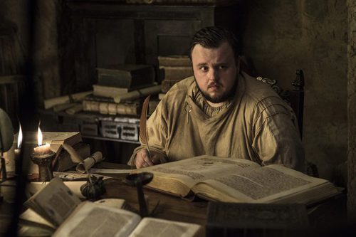 Samwell Tarly sostiene una pluma en la séptima temporada de 'Juego de Tronos'