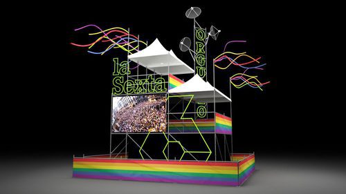 Set de laSexta en el World Pride Madrid 2017 visto desde uno de los frentes