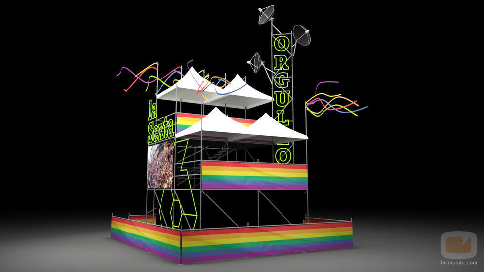 Set de laSexta en el World Pride Madrid 2017 visto en un lateral