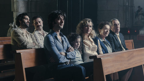 Los actores de 'Fariña' durante el rodaje de la serie