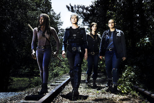 Danai Gurira, Melissa McBride, Lauren Cohan y Christian Serratos  en la 8ª temporada de 'The Walking Dead'