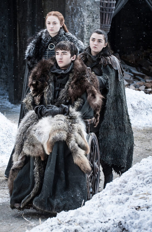 Sansa Stark, Arya Stark y Bran Stark en el 7x04 de 'Juego de Tronos'