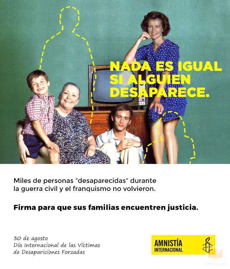 Amnistía Internacional "elimina" a Antonio e Inés Alcántara ('Cuéntame cómo pasó') en su nueva campaña