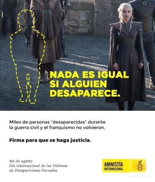 Amnistía Internacional "elimina" a Tyrion Lannister ('Juego de tronos') en su nueva campaña